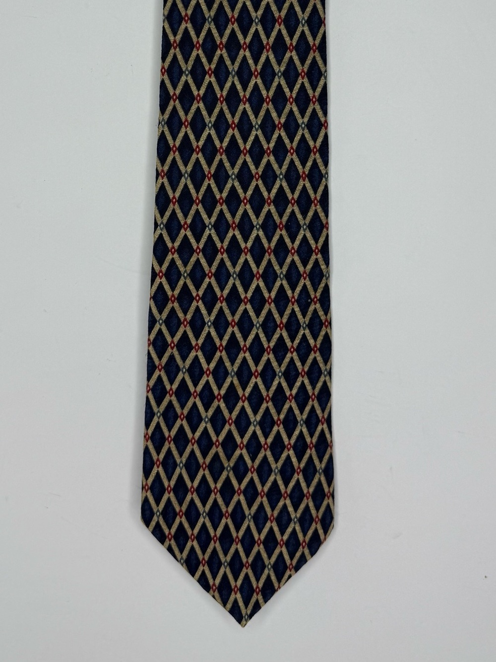 Chaps Ralph Lauren Men's Silk
Tie Navy Blue Gold Red
Diamond 1990's Vintage USA